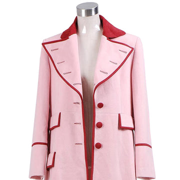 Doctor Who fifth Doctor Romana Long Pink Cashmere Trench Coat Cosplay Costume BEcostume